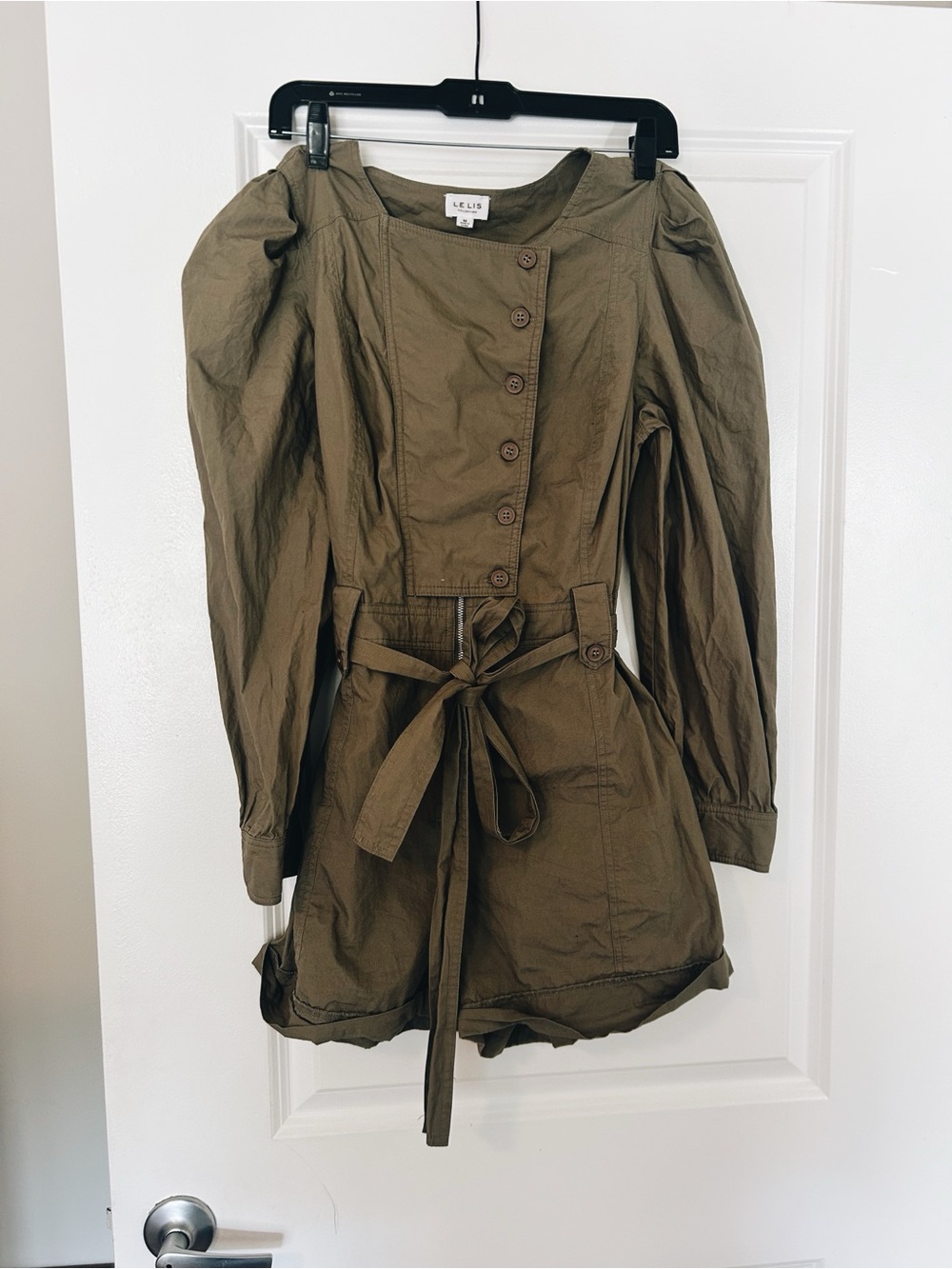 Le Lis Olive Green Button Detail Top